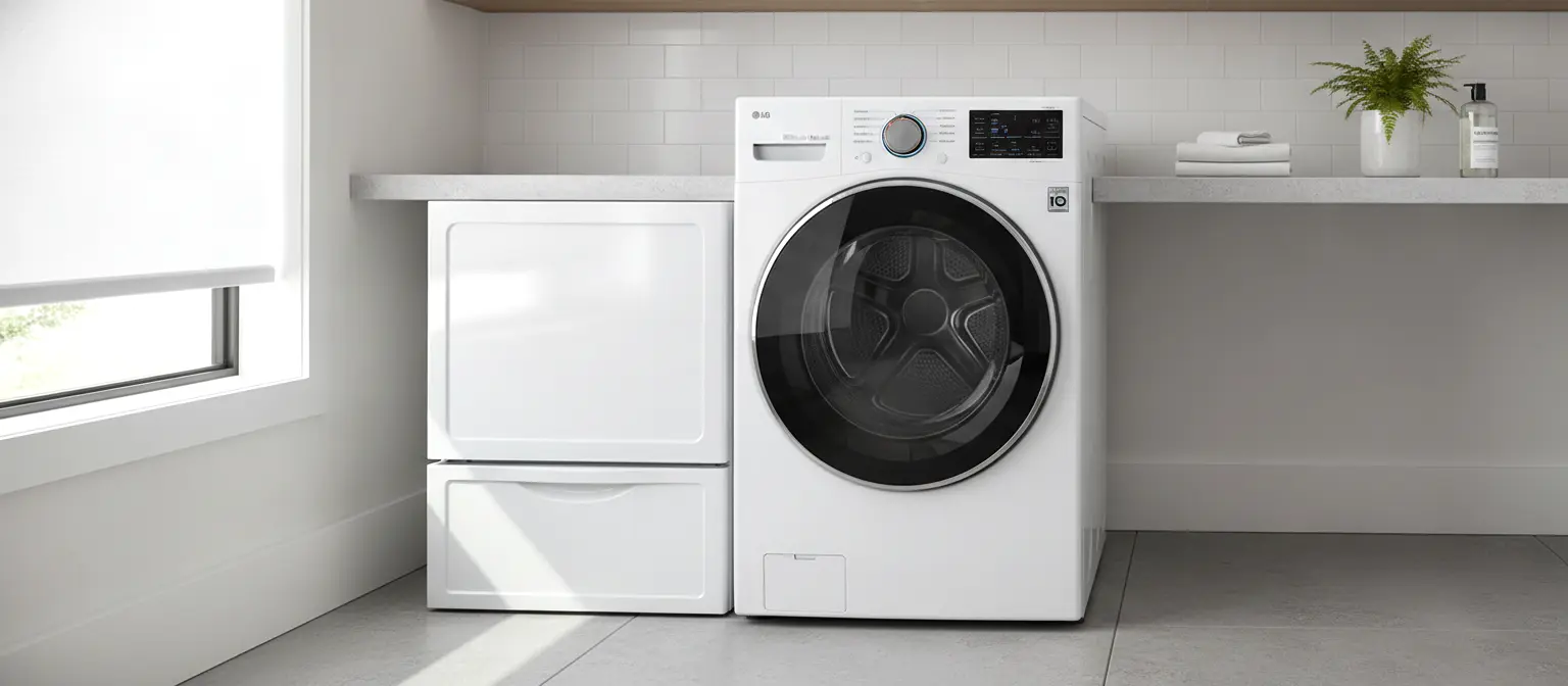 LG dryer in a clean laundry room during diagnosis